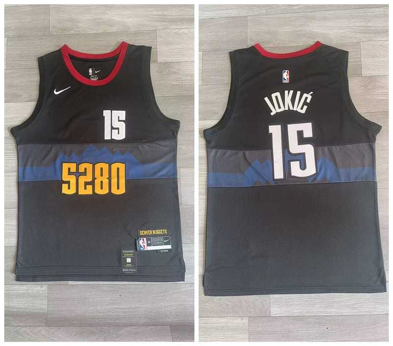 Nuggets 15 Nikola Jokic Black Nike 2023-24 City Edition Swingman Jersey->->NBA Jersey